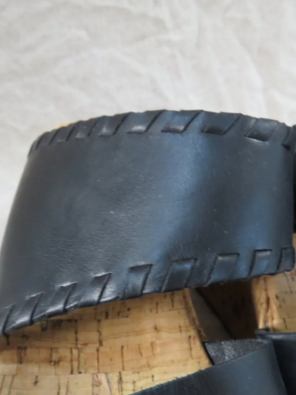 KORKS Kendri Sandals Black Leather SIZE 9 Whip Stitch Detail